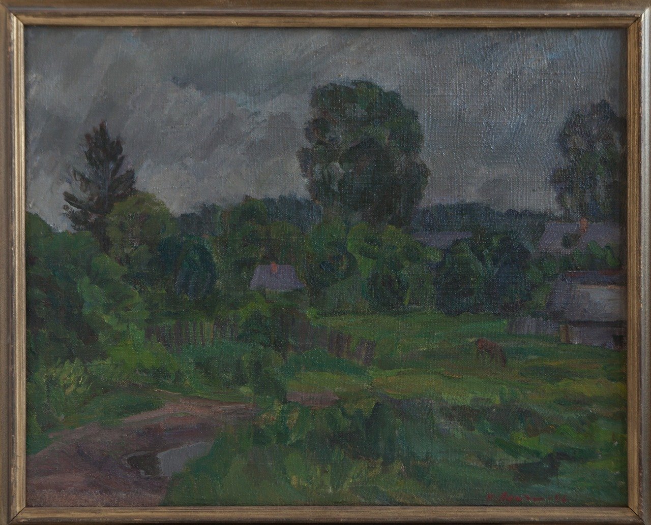 Дождливый день (Михайловское). 1996г. Холст, масло. 74х93,5