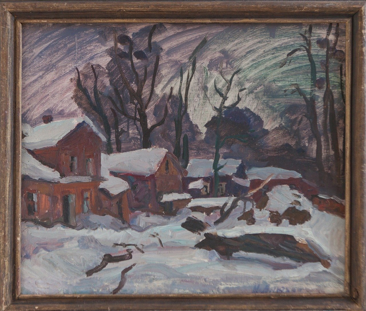 Зима. К вечеру (Переславль-Залесский). 1993г. Холст, масло. 50х60