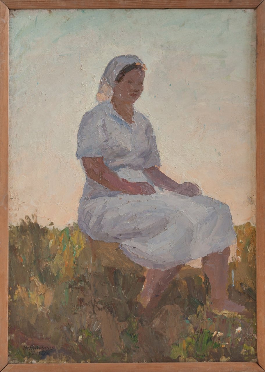 Утро (этюд к портрету). 1959г. Фанера, масло. 69,5х49,5