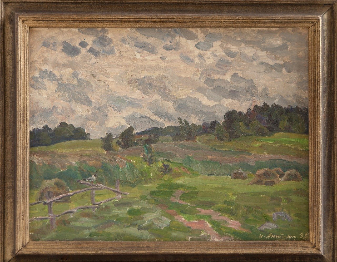 Ветреный день. 1993г. Фанера, масло. 38х51