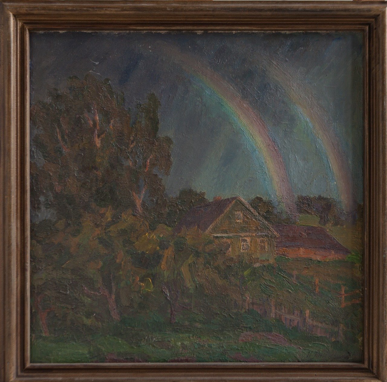 Вечер. Радуга. 1986г. Холст, масло. 50х50