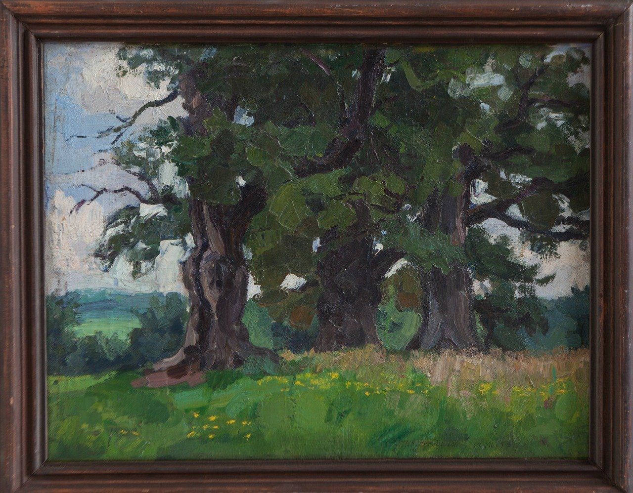 Коломенские дубы. 1958г. Фанера, масло. 46х60,3