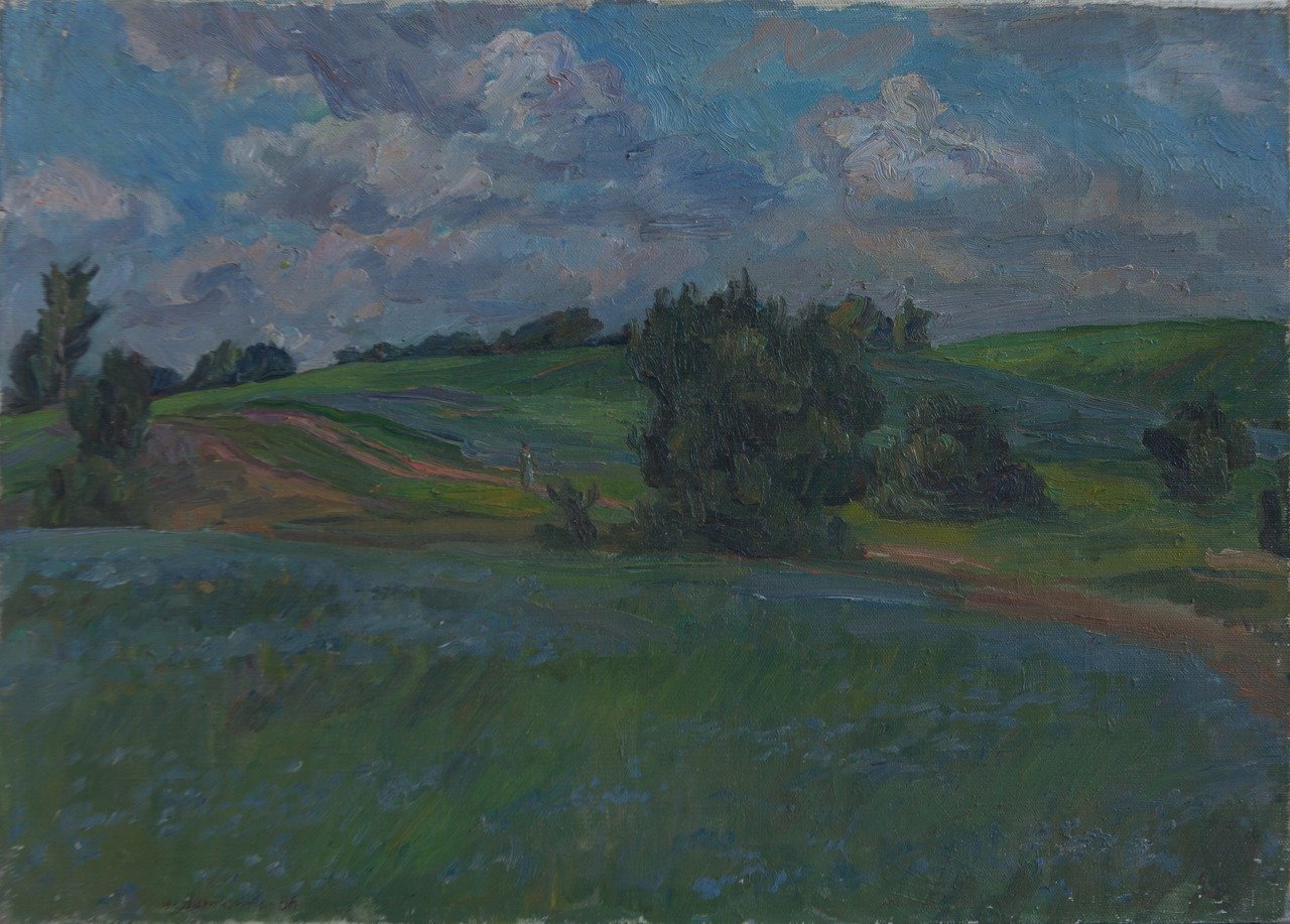 Лён цветёт. 1986г. Холст, масло. 50х70