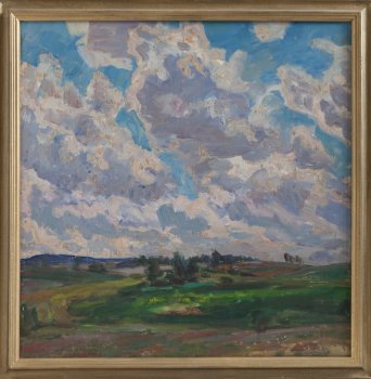 Рождение облаков. 1990г. Фанера, масло. 76х75