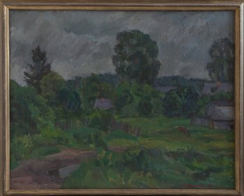 Дождливый день (Михайловское). 1996г. Холст, масло. 74х93,5
