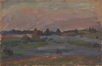 Раннее утро. 1997г. Фанера, масло. 52,5х80