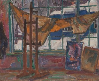 Мастерская А.Н. Сафохина в Переславле. 1993г. Холст, масло. 50х61
