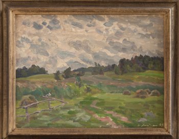 Ветреный день. 1993г. Фанера, масло. 38х51