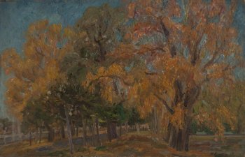 Конец сентября. 1953г. Фанера, масло. 65х99