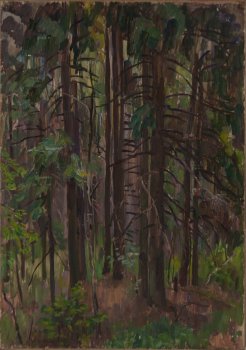 В лесу. 1984г. Фанера, масло. 87х62