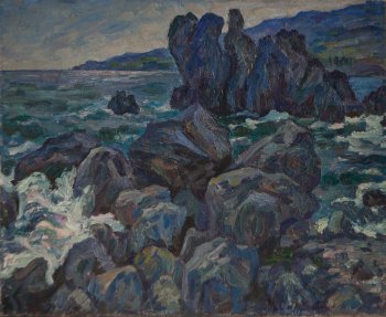 Море и скалы. 1990г. Холст, масло. 65х80