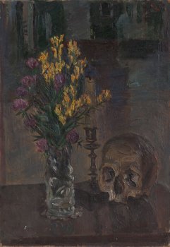 Натюрморт с черепом. 1960г. Фанера, масло. 60х42
