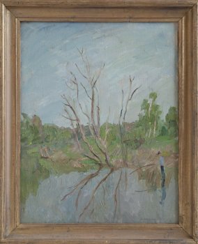 Весна.Рыбак. 1979г. Холст, масло. 56,8х44,5