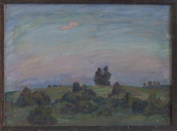Утро (Михайловское). 1996г. Фанера, масло. 48,5х65,5