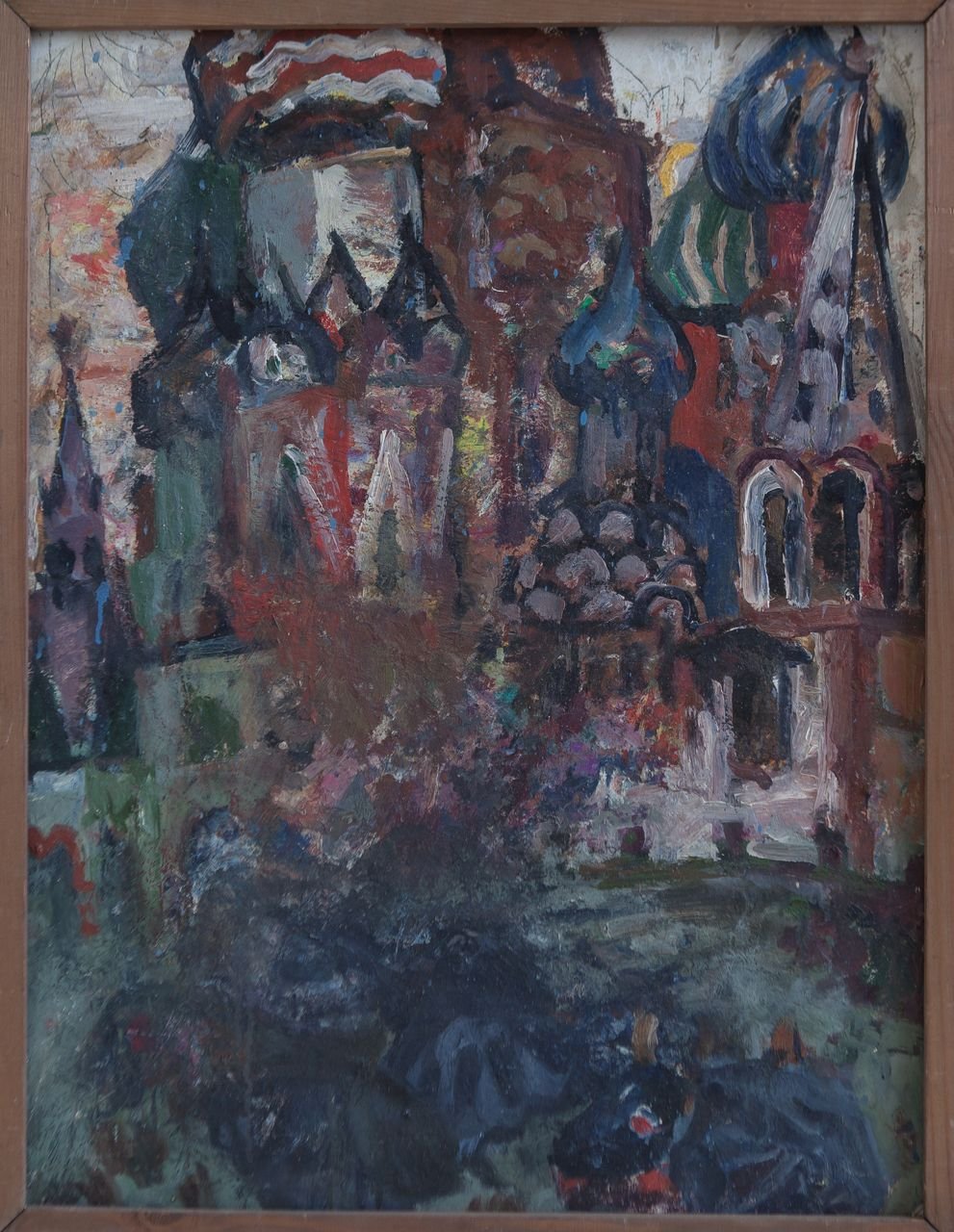Сон в летнюю ночь (на Васильевском спуске). 1991г. Фанера, масло. 65х50