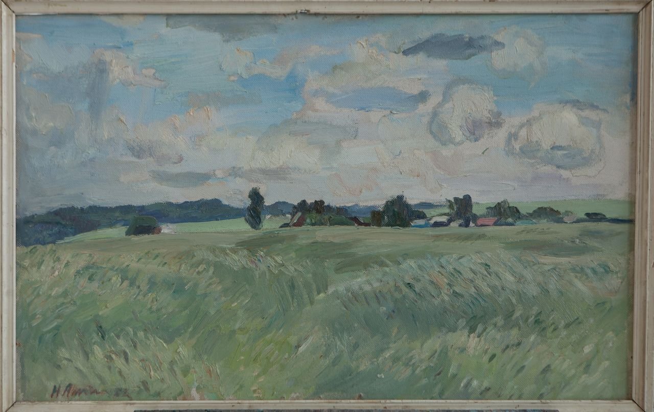 Рожь. 1972г. Фанера, масло. 59х85