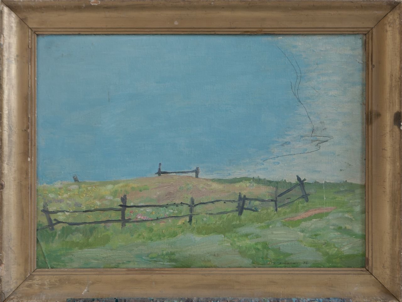 Околица. 1972г. Картон, масло. 50х70