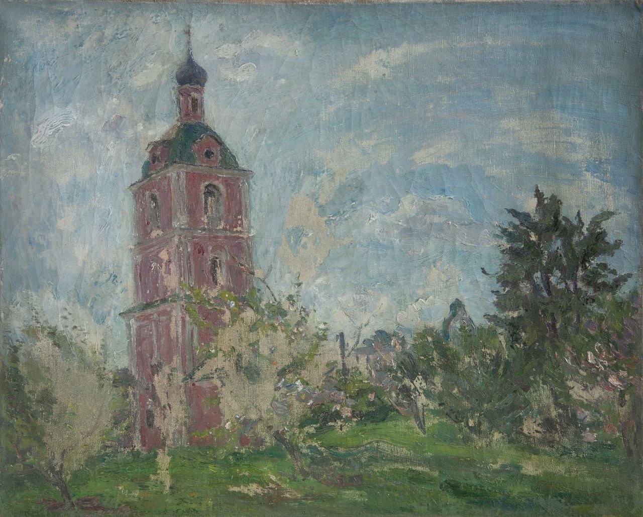 Переславль-Залесский. Колокольня Горицкого монастыря. 1983г. Холст, масло. 72х90