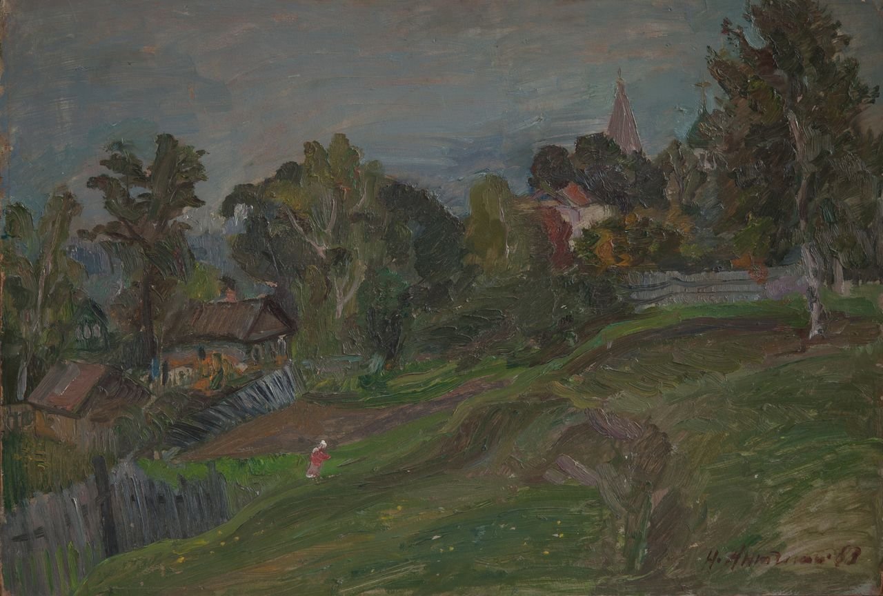 Конец сентября (Переславль-Залесский). 1983г. Фанера, масло. 56,5х82