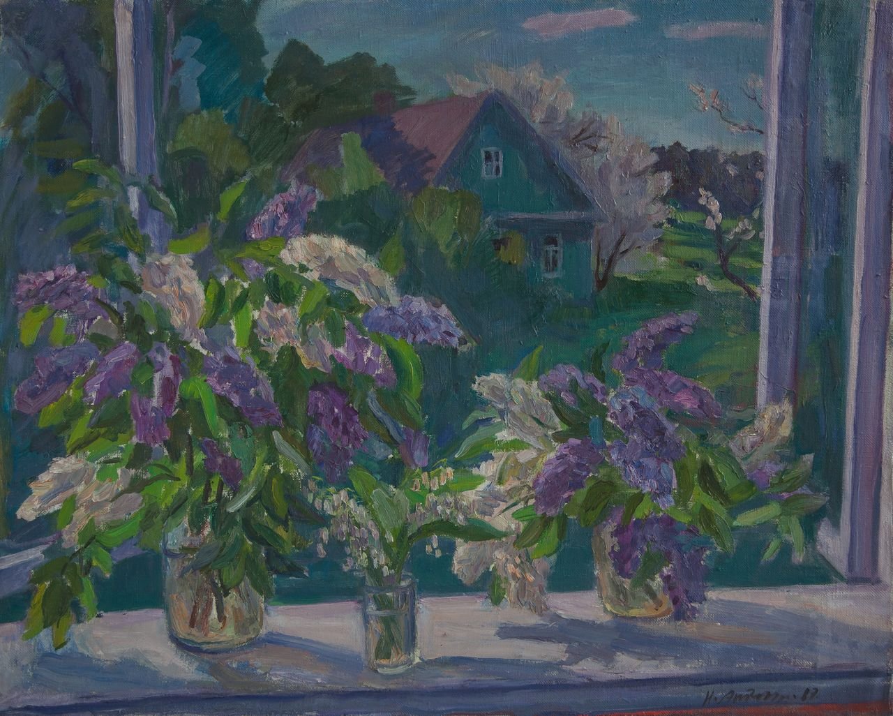 Утро (сирень). 1987г. Холст, масло. 80х100