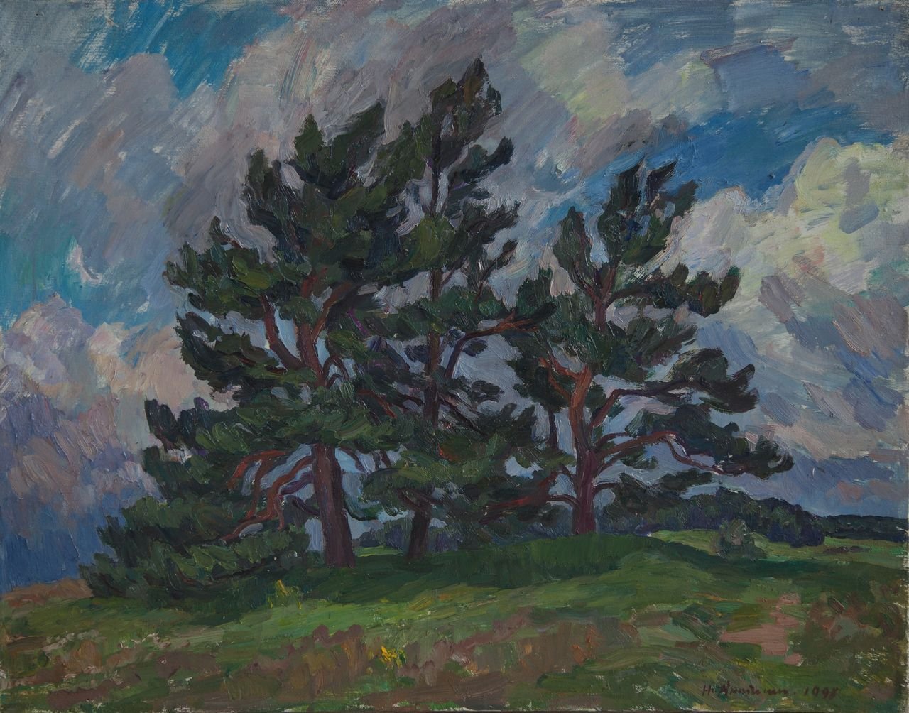 Три сосны.Михайловское. 1998г. Холст, масло. 70х90