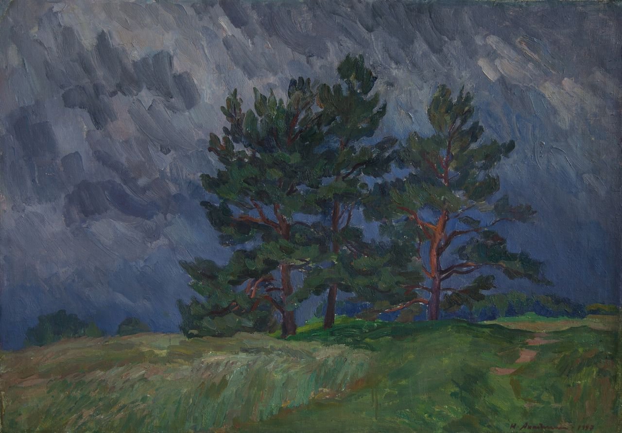 Михайловское.Три сосны. 1997г. Холст, масло. 70х100