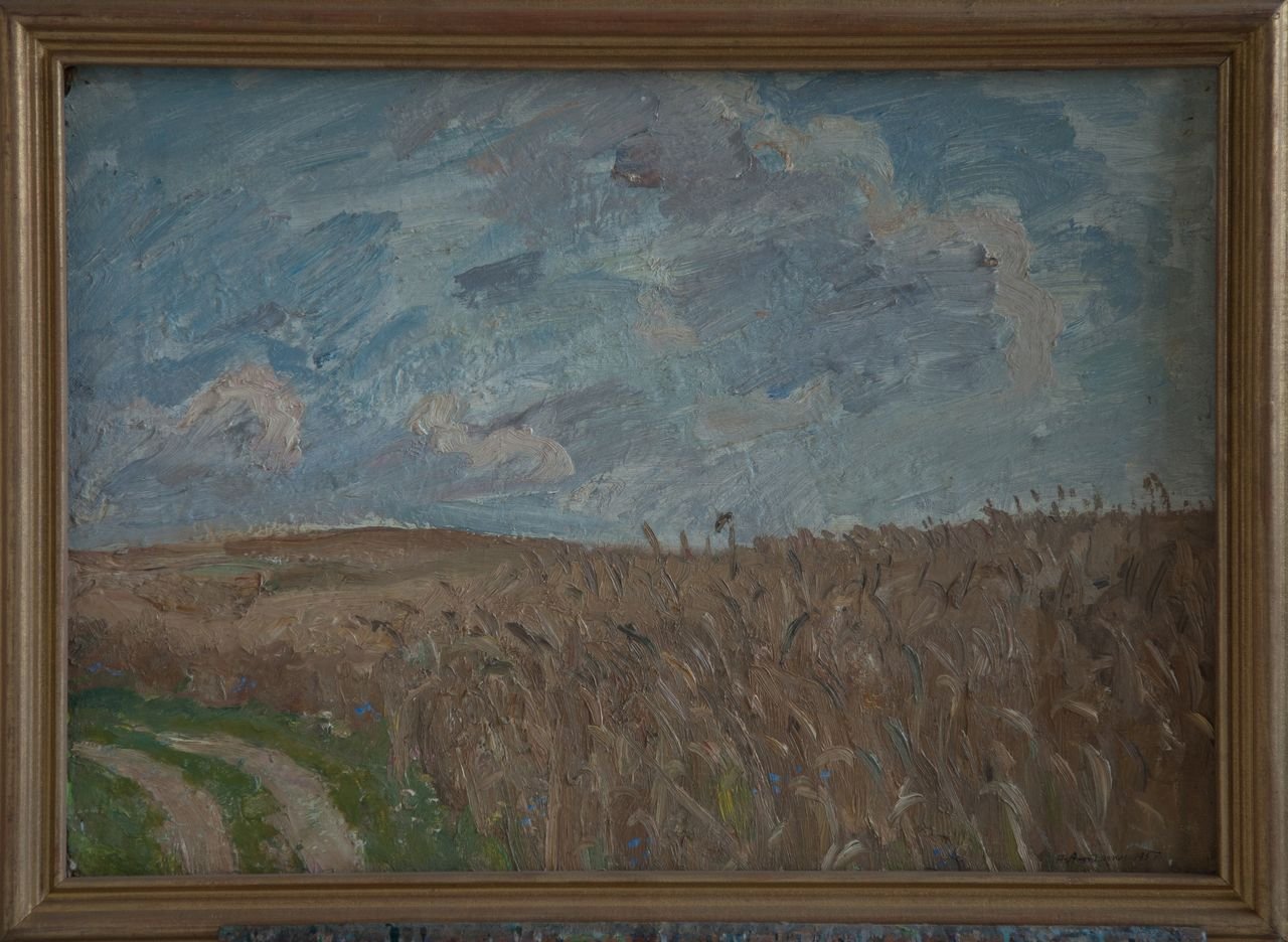 Спелая рожь. 1957г. Фанера, масло. 49х69
