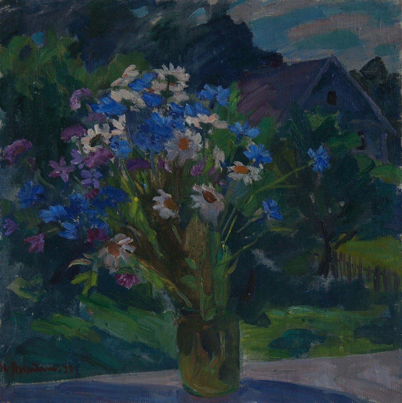 Утро.Полевые цветы (Михайловское). 1990г. Холст, масло. 50х50