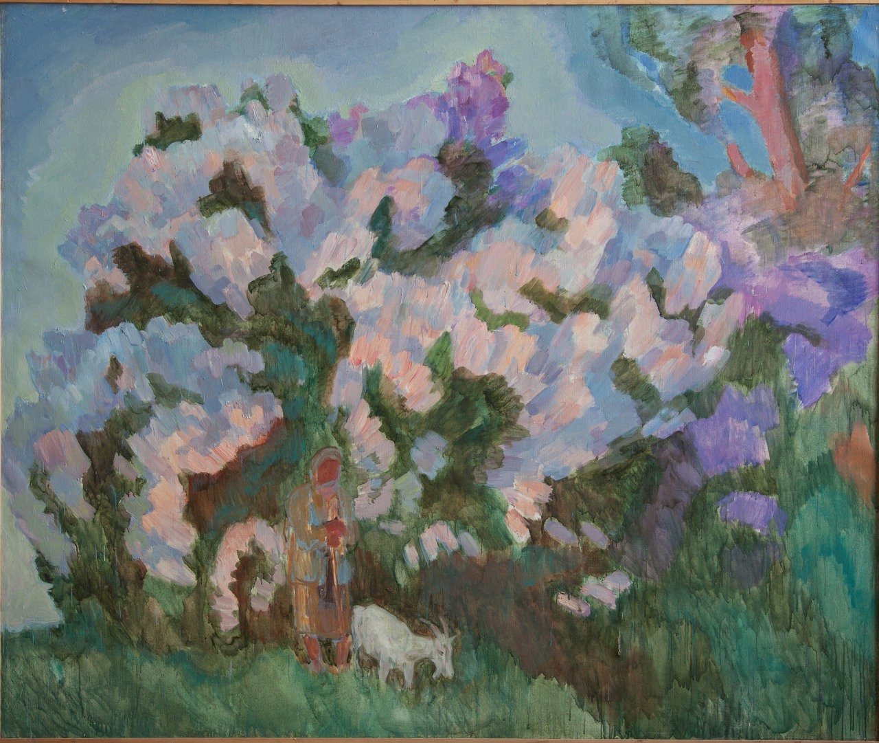 Утро.Сирень. 2008г. Холст, акварель. 170х205