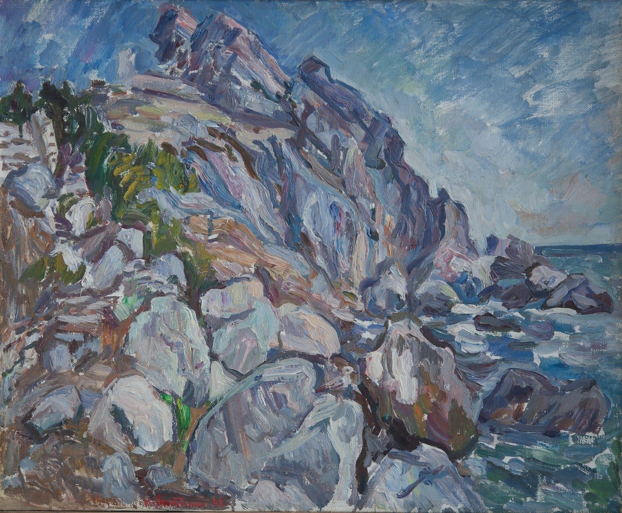 Скалы и море. 1991г. Холст, масло. 65х80