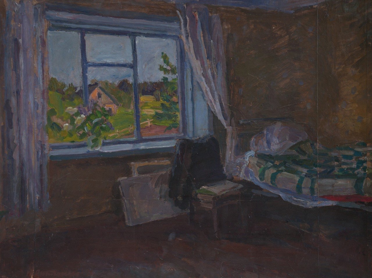 Михайловское. 1996г. Фанера, масло. 60,5х80,5