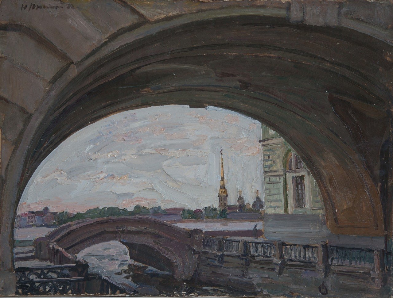 С.-Петербург. Зимняя канавка. 1962г. Фанера, масло. 60х80