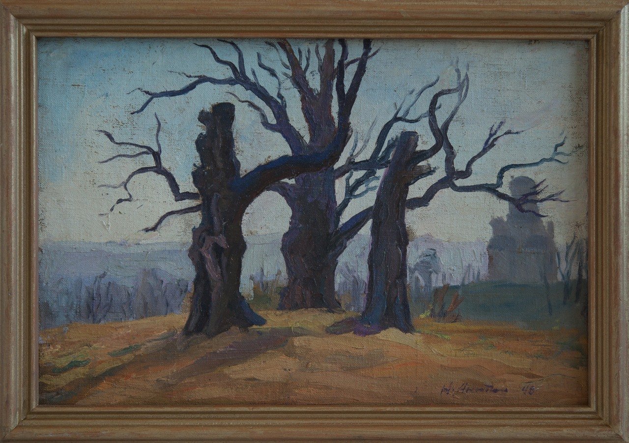 Коломенское.Три дуба. 1948г. Холст, масло. 40х60