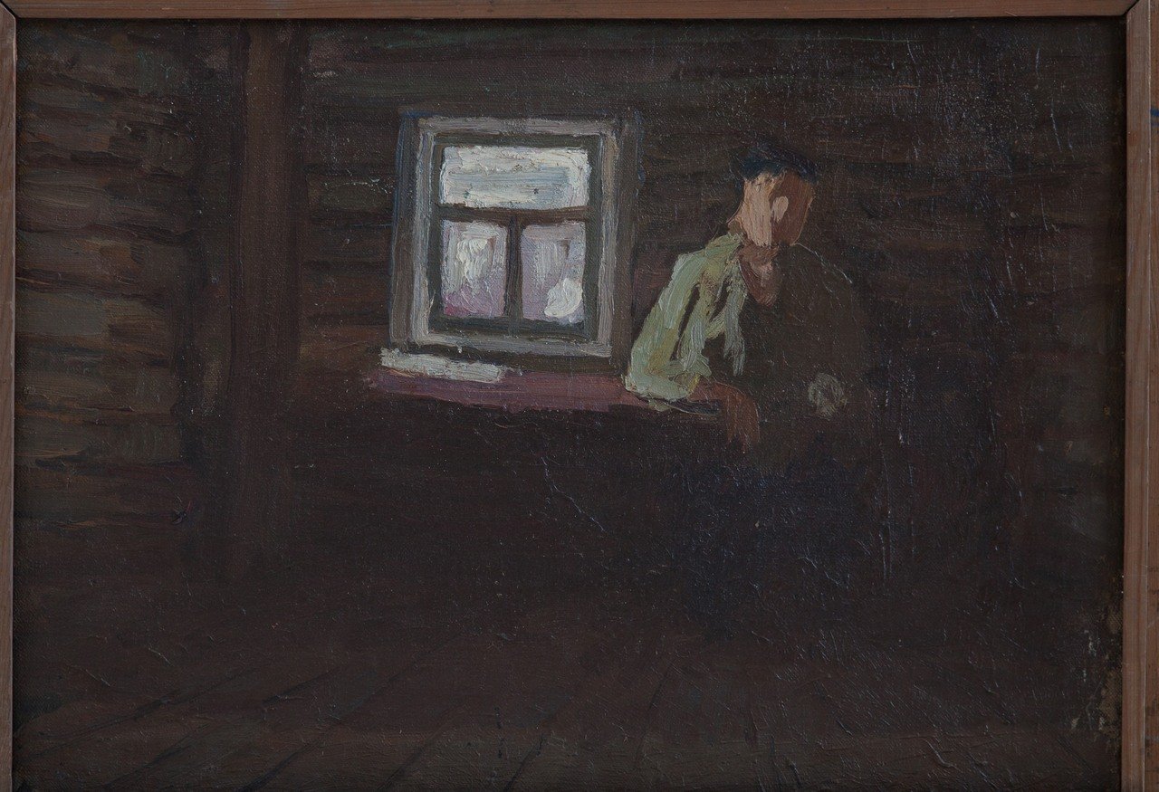 В избе. 1953г. Холст, масло. 38х54
