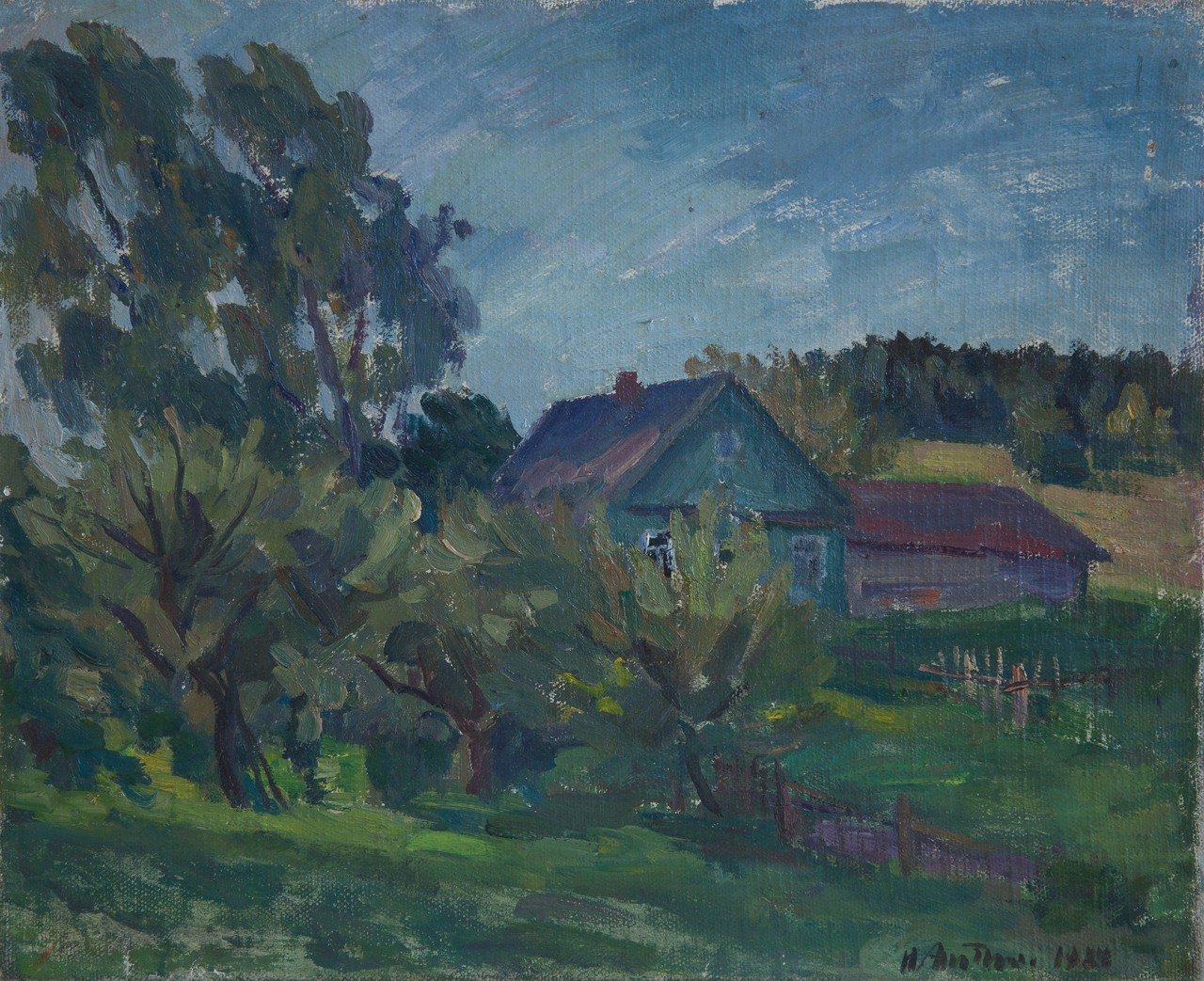 Утро (Михайловское). 1984г. Холст, масло. 40х50