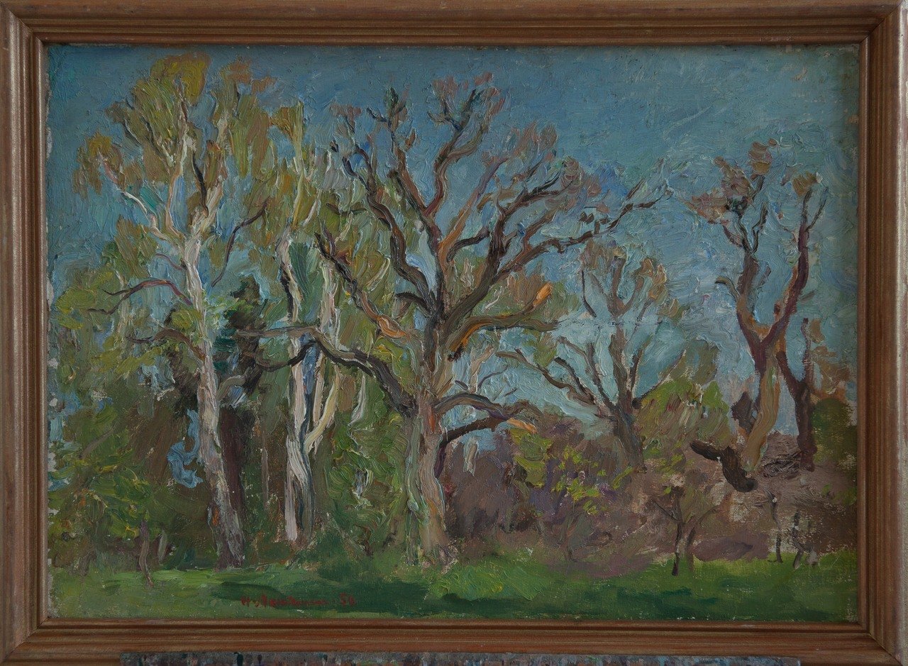 Весна (Абрамцево). 1956г. Фанера, масло. 50х70