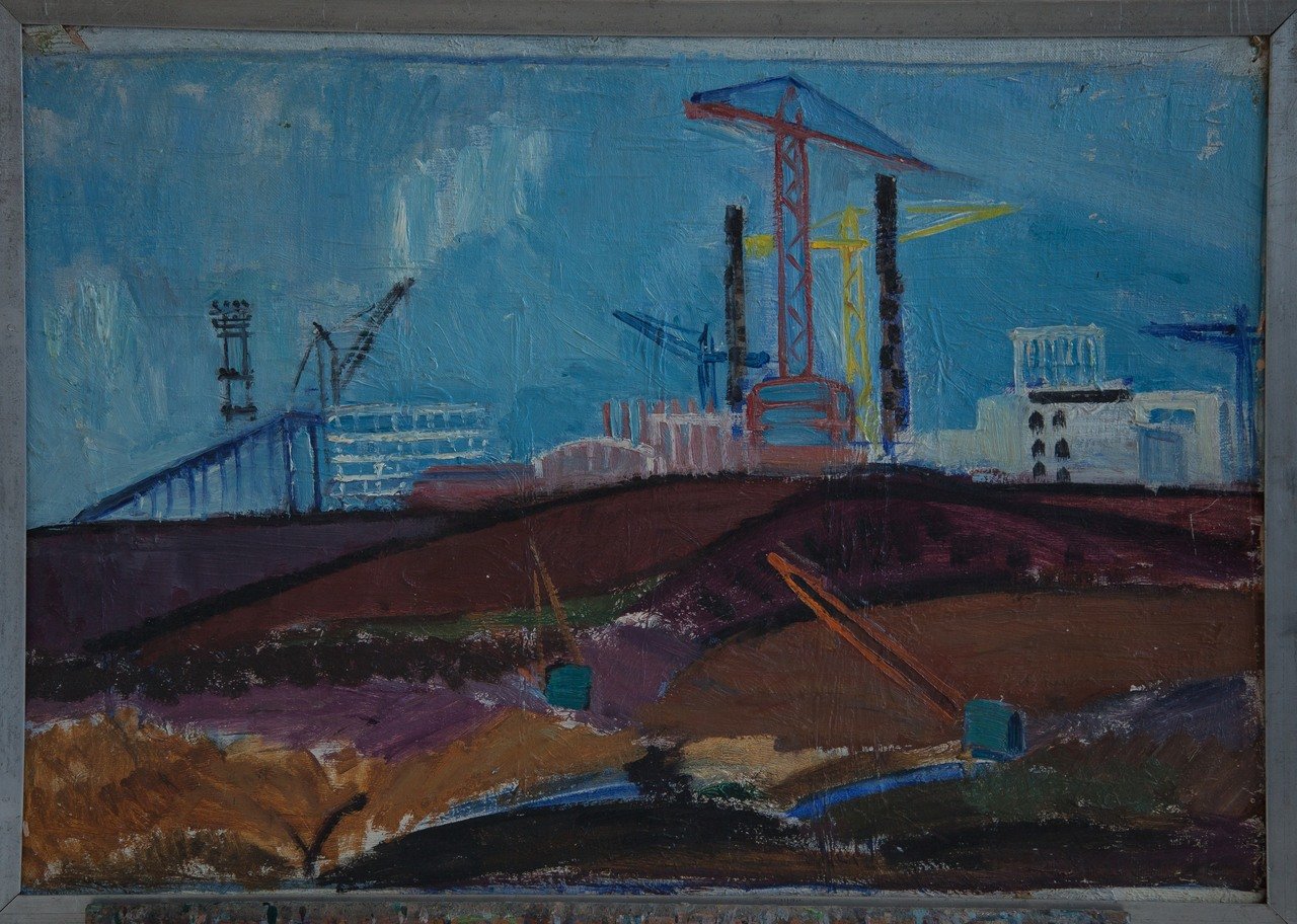 Братск Л.П.К. 1962г. Марля, картон, масло. 57х70