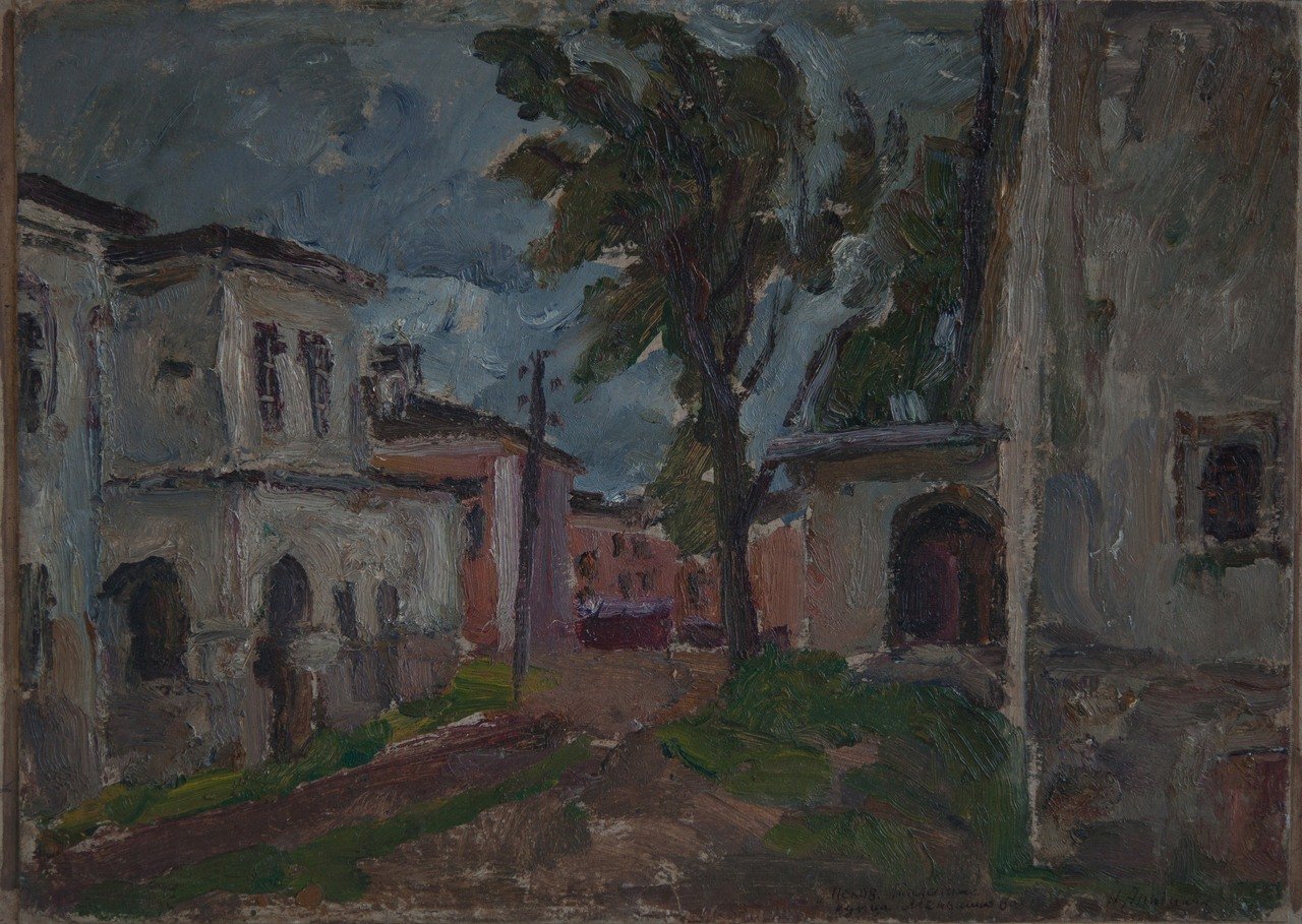 Псков. Палаты купца Меньшикова. 1994г. Картон, масло. 32,5х42,5