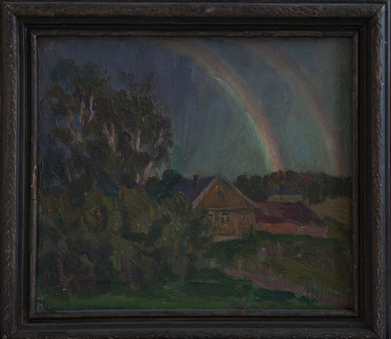 Вечер. Радуга. 1986г. Холст, масло. 32,7х38