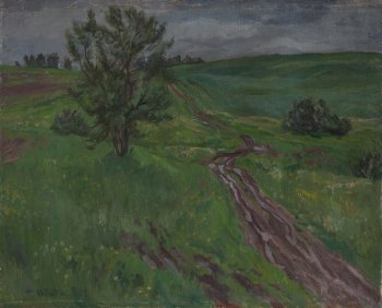 Дорога, изрытая дождями (Михайловское). 1987г. Холст, масло. 73х90