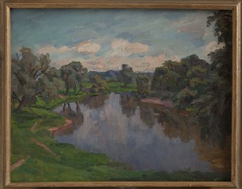 Лето (Нарышкино ц. Спас-Загорье. Р. Протва). Холст, масло. 58х73