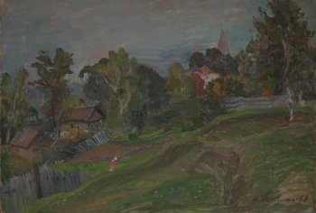 Конец сентября (Переславль-Залесский). 1983г. Фанера, масло. 56,5х82