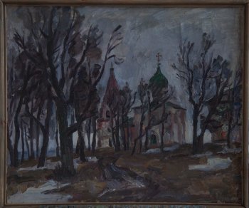 Март (Данилов монастырь.Переславль-Залесский). 1993г. Холст, масло. 69х82