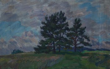 Три сосны.Михайловское. 1984г. Холст, масло. 50х80