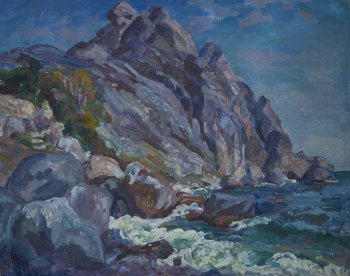 Скалы и море. 1991г. Холст, масло. 80х100