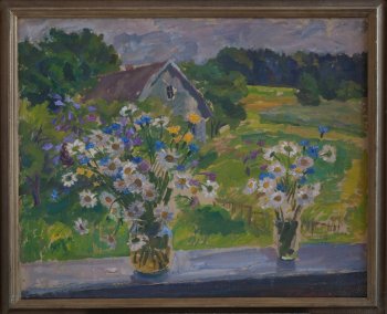Полевые цветы (Михайловское). 1996г. Фанера, масло. 73х90