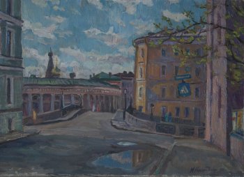 Весна.Мойка. Б. Конюшенный мост. 1988г. Холст, масло. 50х70