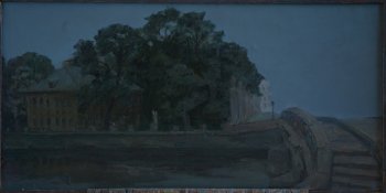 Летний сад.Белая ночь (С.-Петербург). 1956г. Холст, масло. 50х100