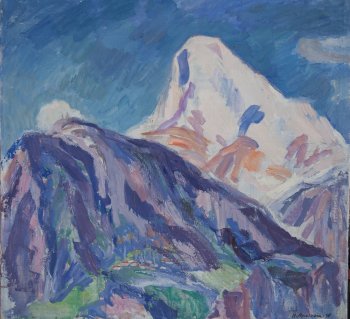 Монастырь на Казбеке. 1990г. Холст, масло. 110х117