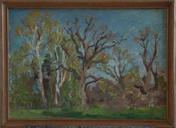 Весна (Абрамцево). 1956г. Фанера, масло. 50х70